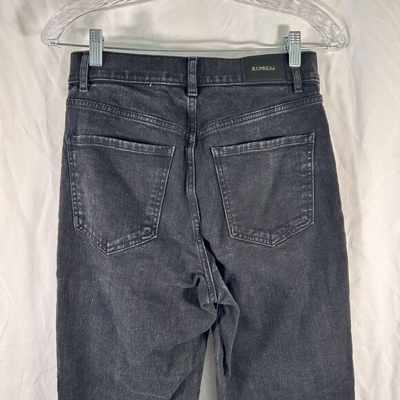 Express Jeans Women's 4 Black Mom Jean Super High Rise Cotton Blend Pockets - Picture 7 of 10
